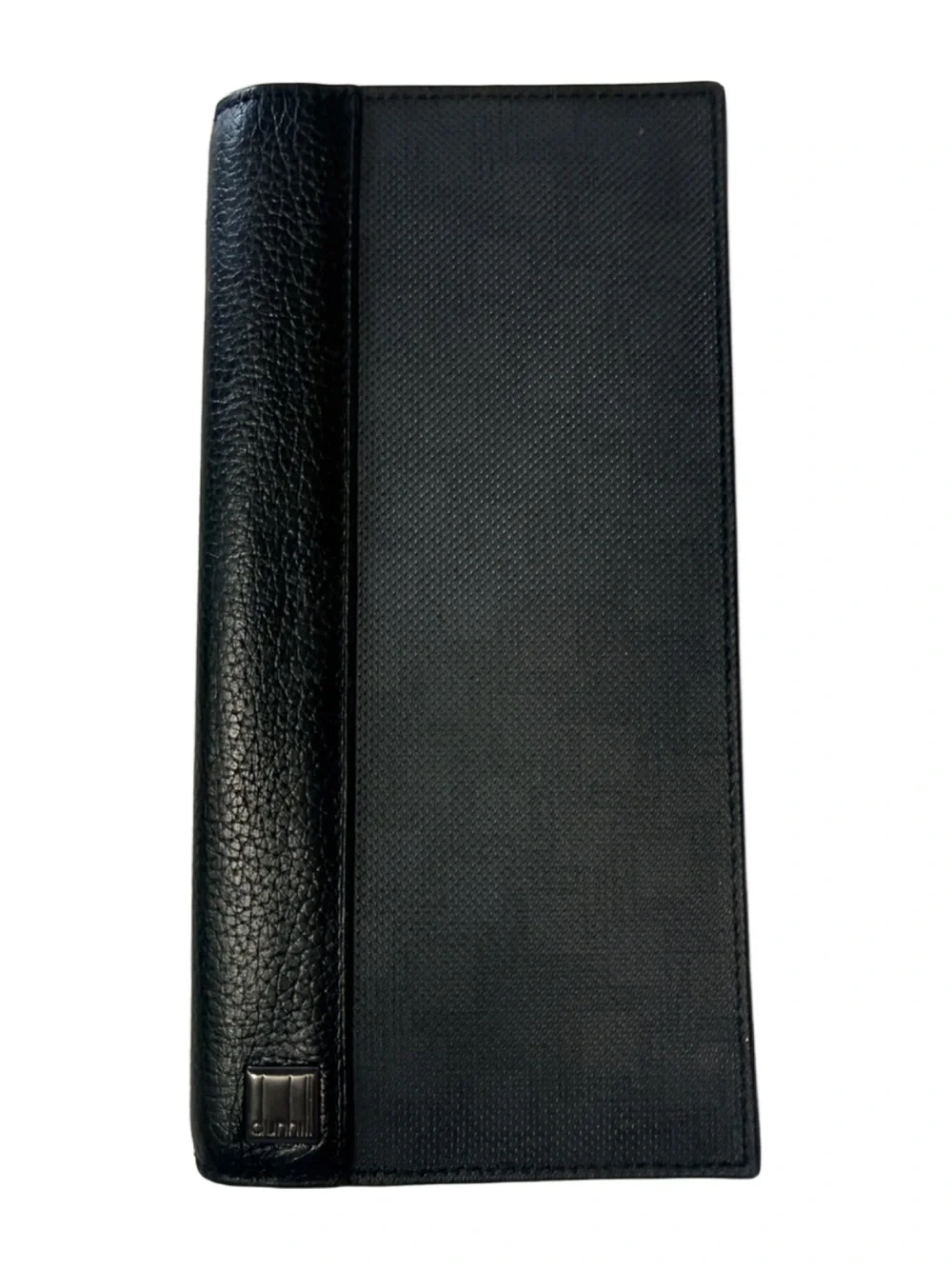 Dunhill Black Leather Long Bifold Wallet Organizer